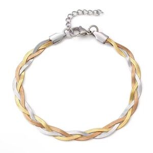 Twisted Three Tone Bracelet for Men and Women 7.2”